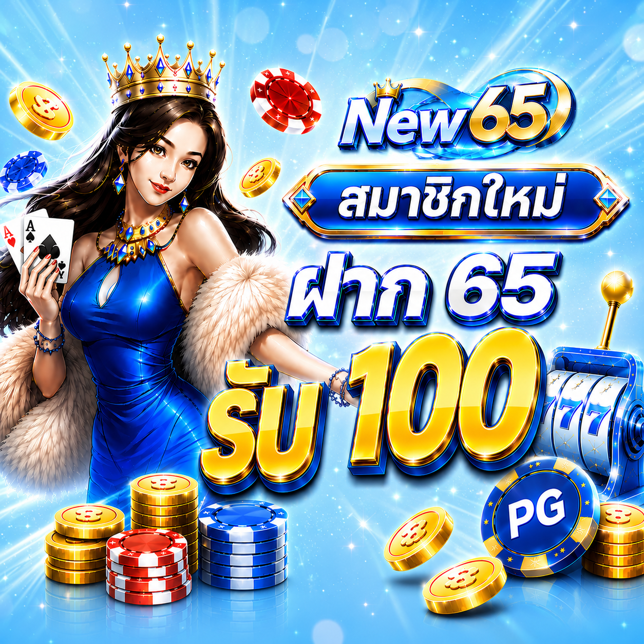 สมาชิกใหม่ ฝาก 65 รับ 100